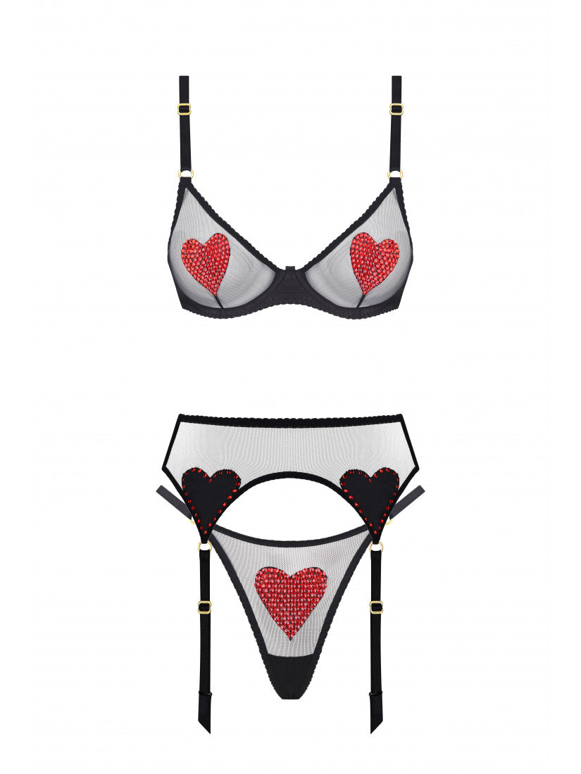 CRISTAL ROUGE NOIR BELTED SET