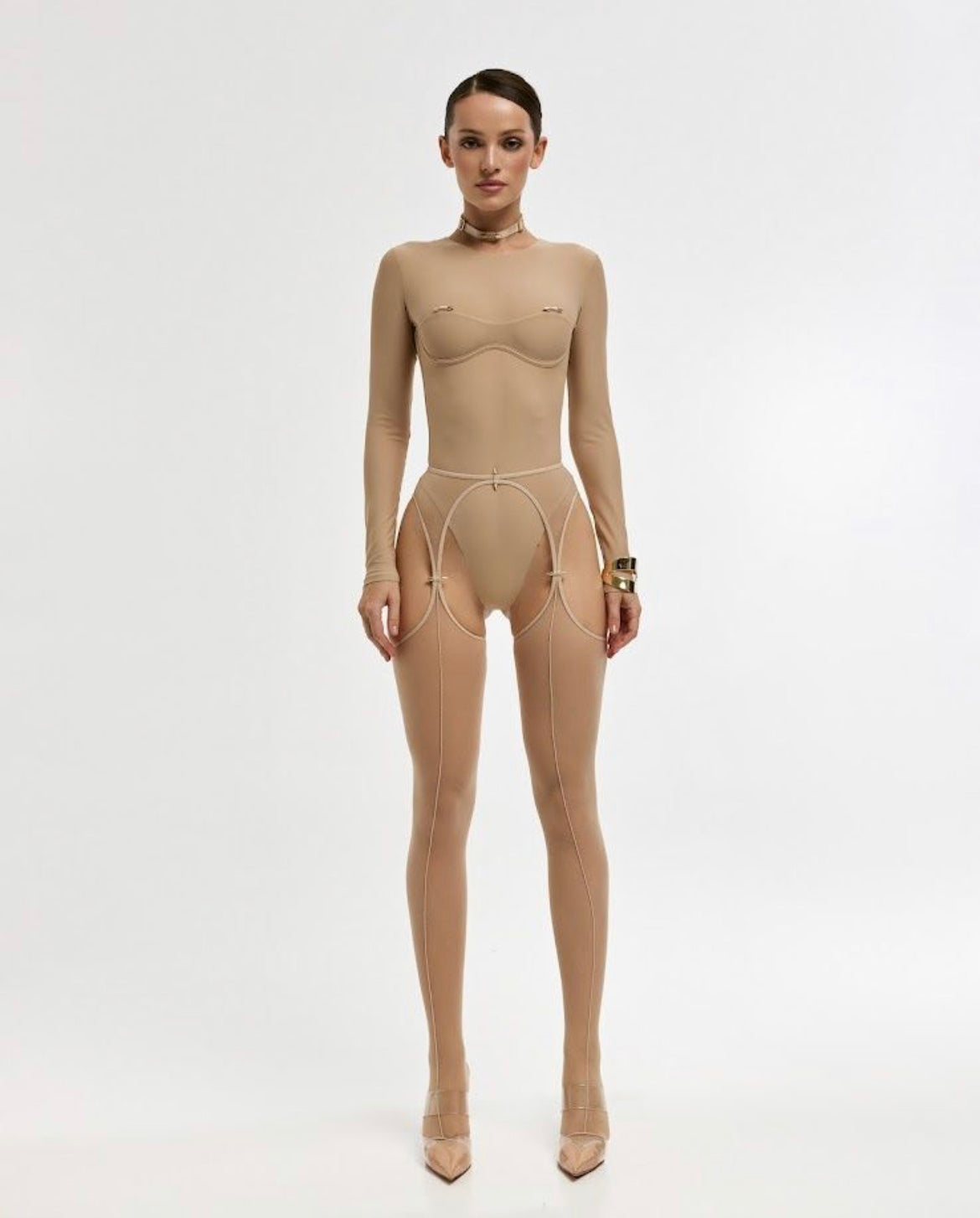 ENIGMA NUDE LONG SLEEVE BODYSUIT