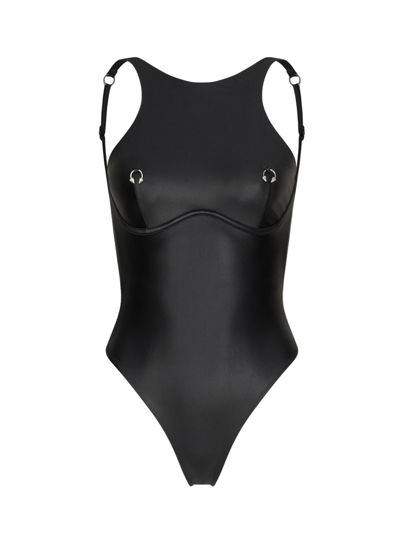 PIERCING ONYX LEATHER SWIM
