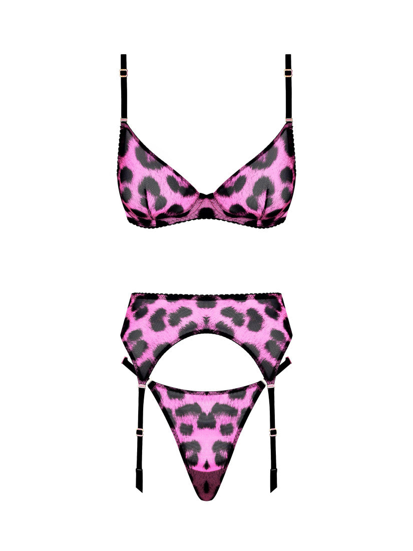 SET LEOPARD PINK WITH BELT
