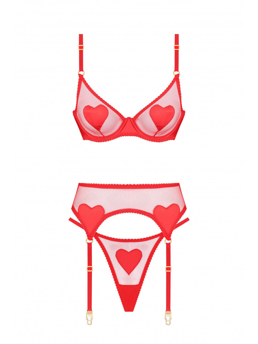 SET LOVE AMOUR RED WITH BELT