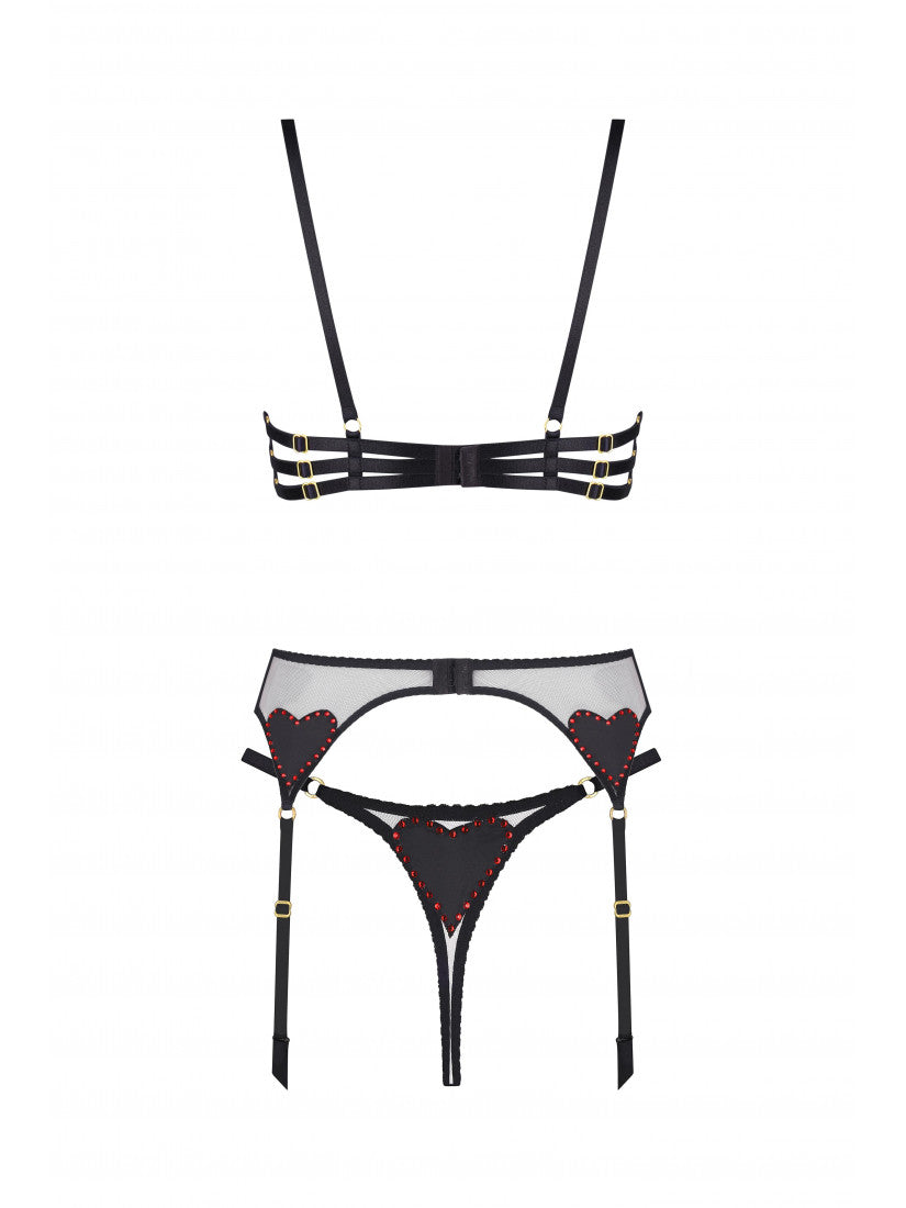 SET LOVE AMOUR REDBLACK WITH BELT