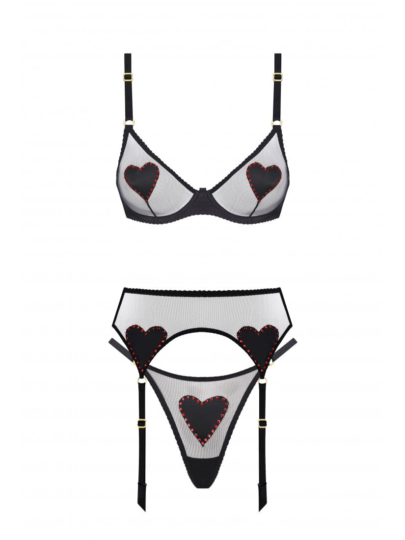 SET LOVE AMOUR REDBLACK WITH BELT