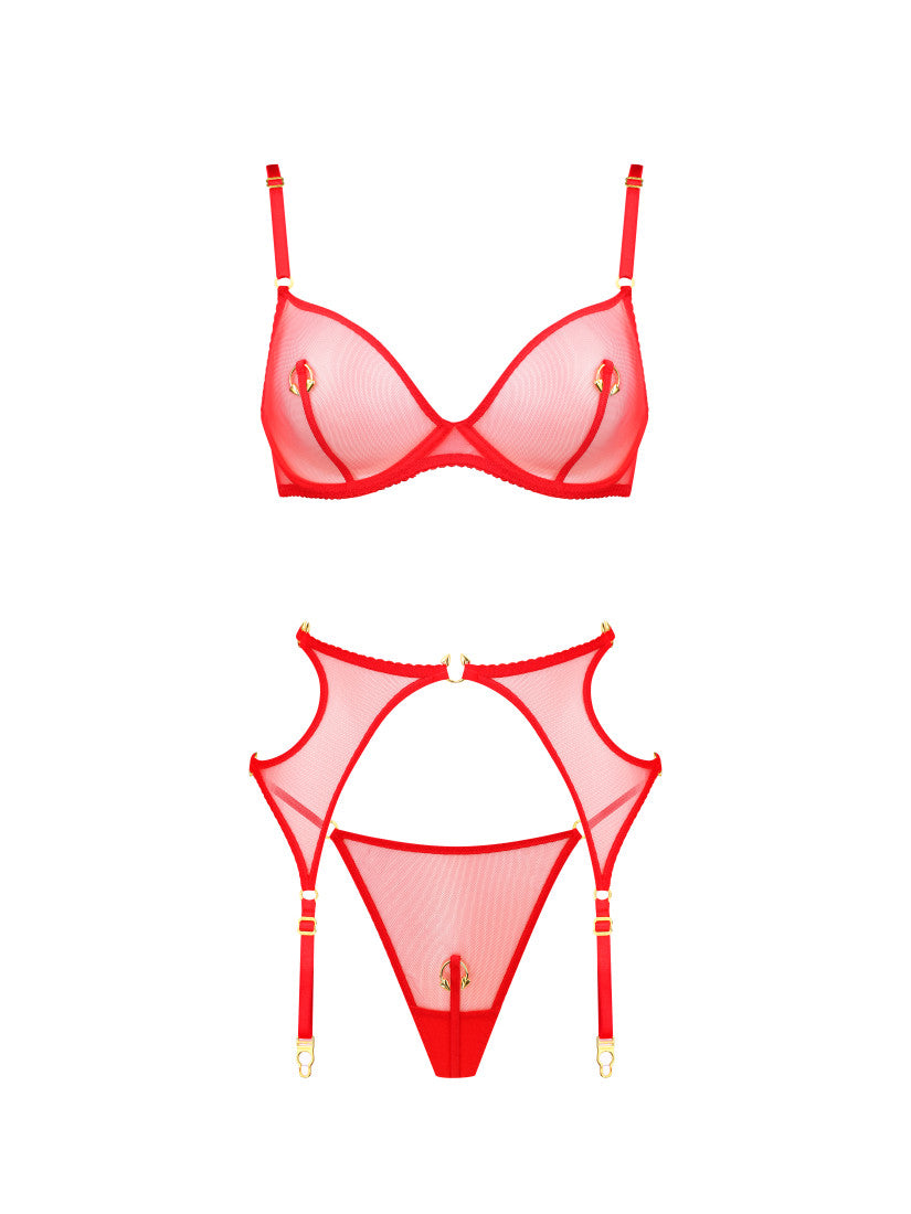 SET PIERCING RED WITH BELT