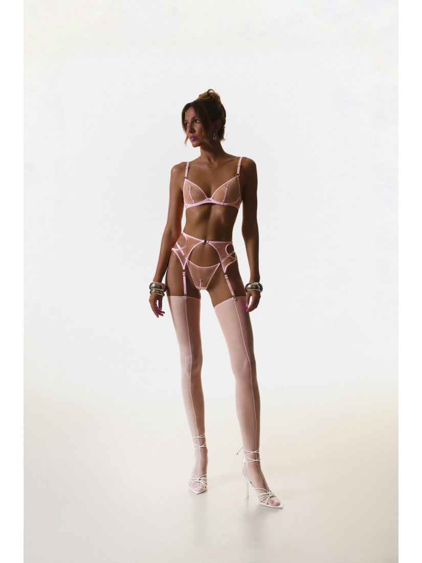 SET PIERCING PINK SILVER WITH BELT